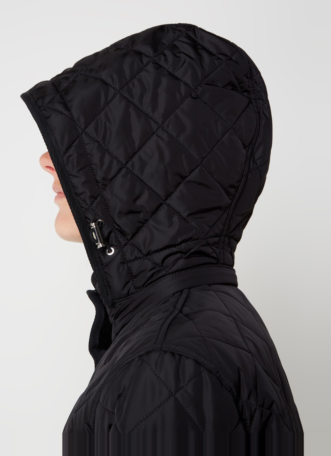 Burberry Roxbugh gewatteerde jas met afneembare capuchon en quilt patroon - detail 4 zwart