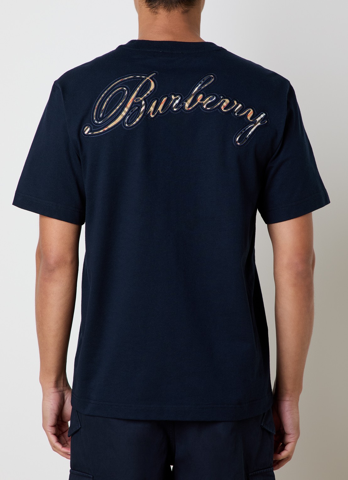 Burberry Ryan T-shirt met logoborduring - detail donkerblauw