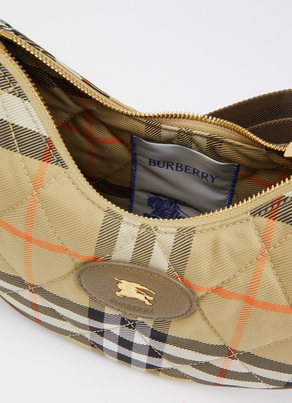 Burberry Schoudertas met logo en quilt patroon  - detail 3 zand