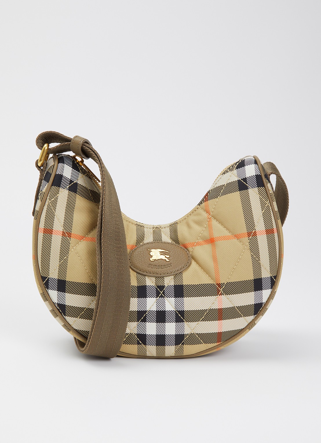 Burberry Schoudertas met logo en quilt patroon  - voorkant zand