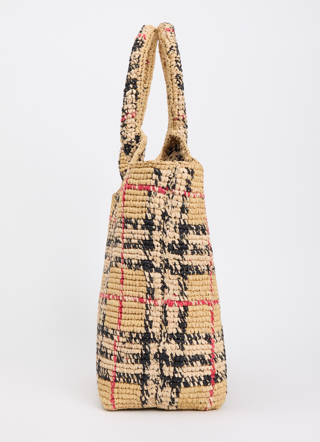Burberry Schoudertas van raffia met ruitdessin - detail 2 beige