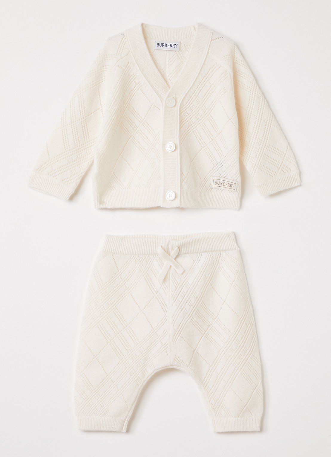 Burberry Set van grofgebreid vest en broek - voorkant 2 ivoor