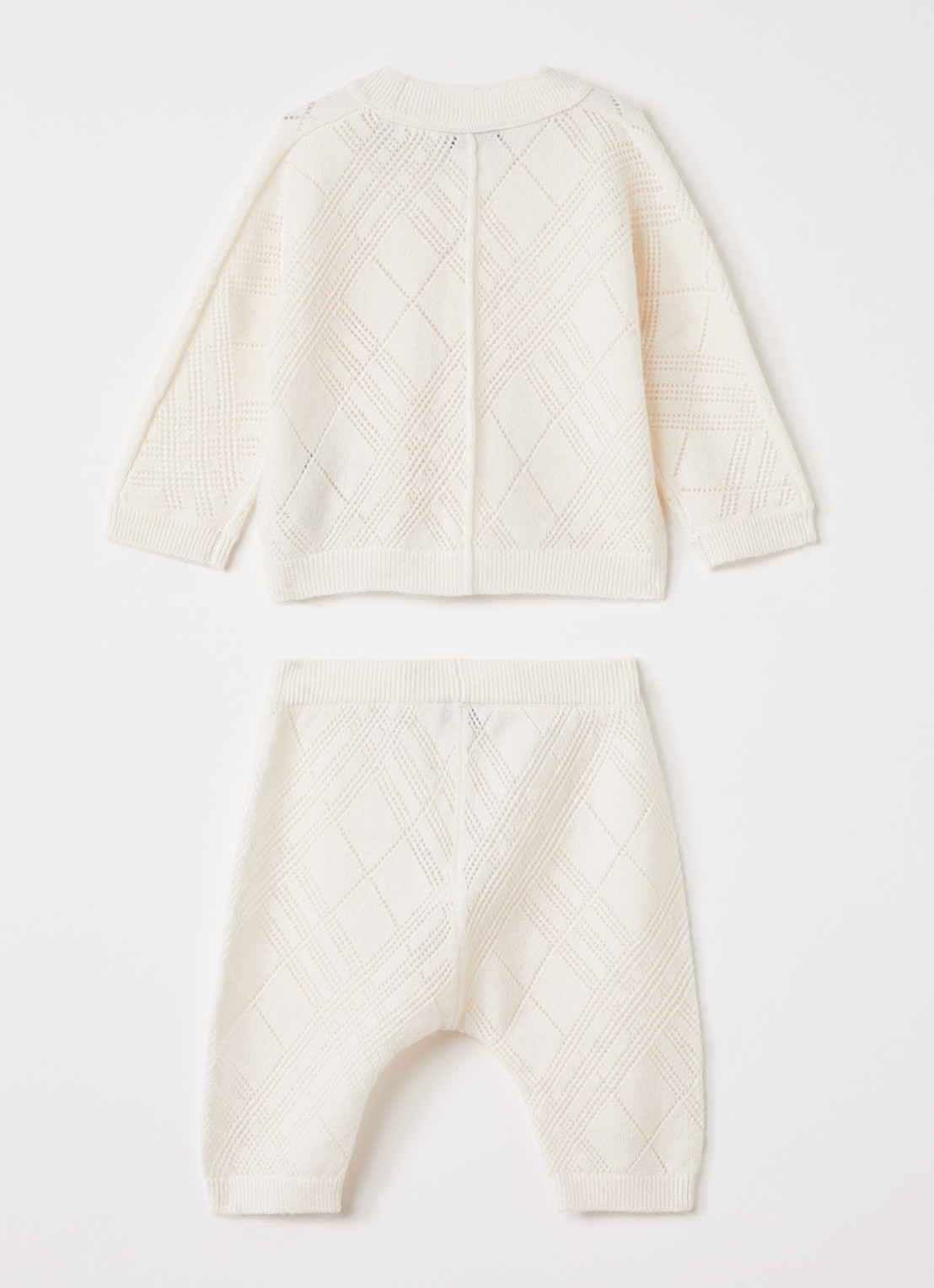 Burberry Set van grofgebreid vest en broek - voorkant 3 ivoor