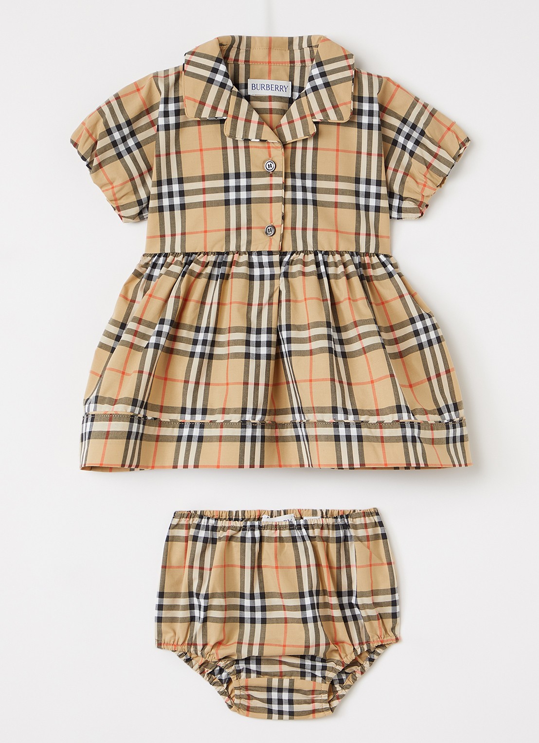 Burberry Set van tuniekjurk met bloomer - voorkant beige