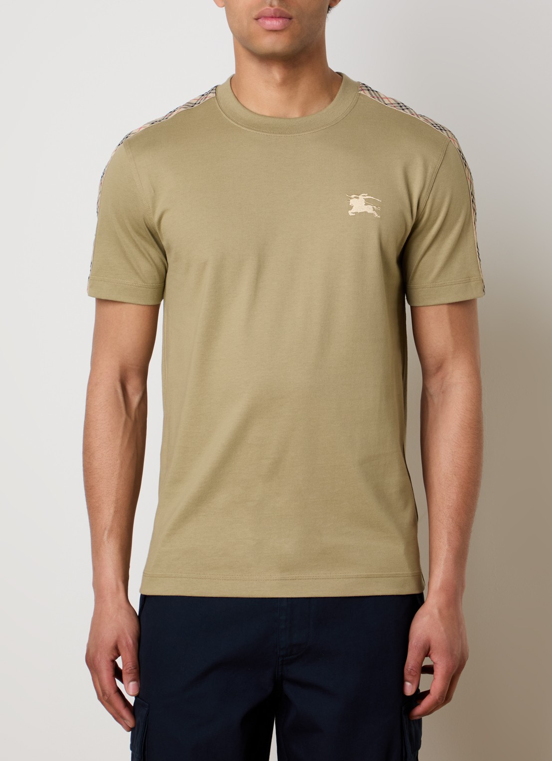Burberry Seth T-shirt met logoborduring - detail 2 mosgroen
