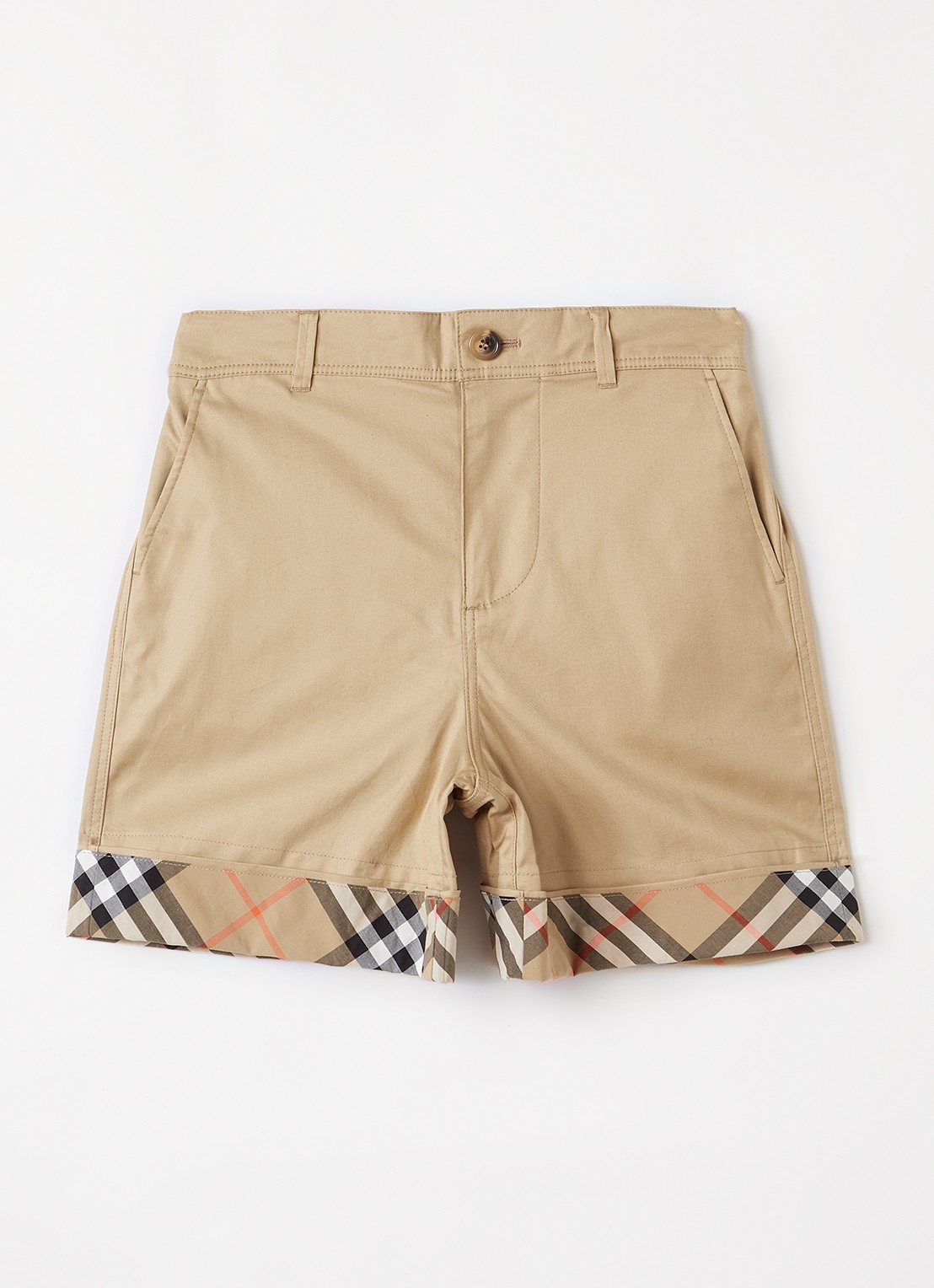 Burberry Sheldon straight fit korte broek  - voorkant khaki