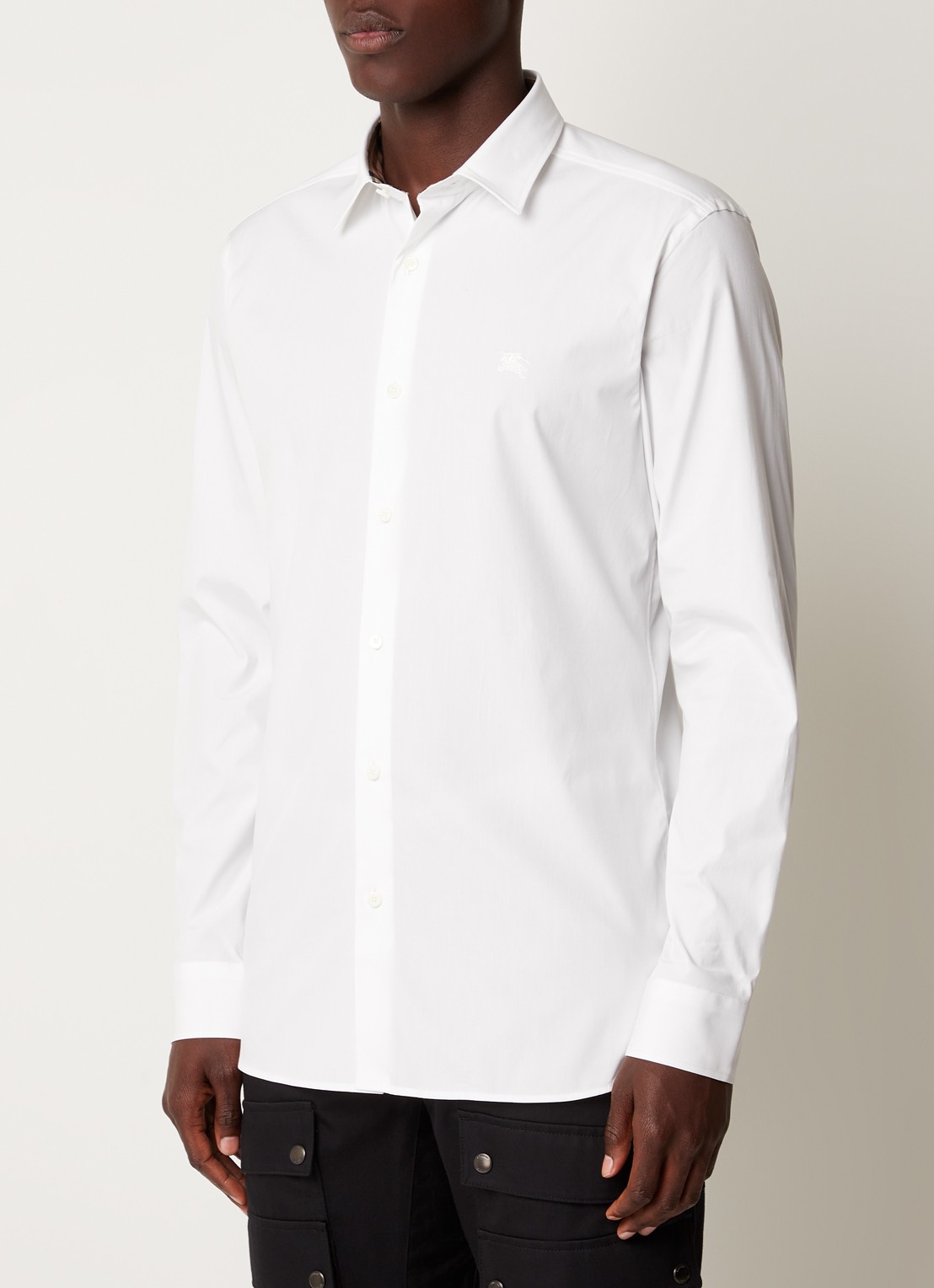 Burberry Sherfield slim fit overhemd met stretch  - detail 3 wit