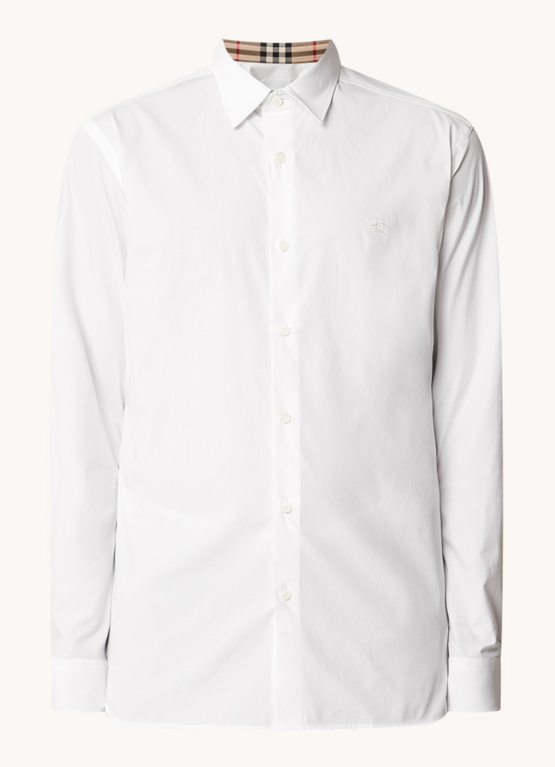 Burberry Sherfield slim fit overhemd met stretch  - voorkant wit