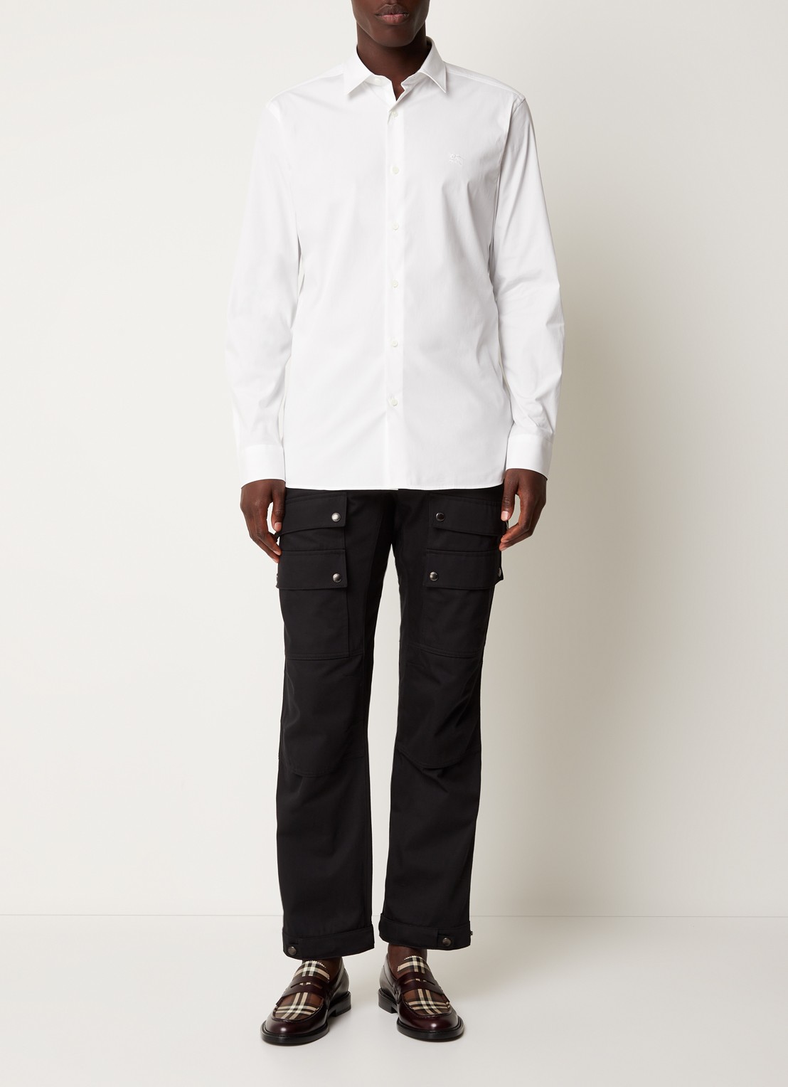 Burberry Sherfield slim fit overhemd met stretch  - voorkant 2 wit