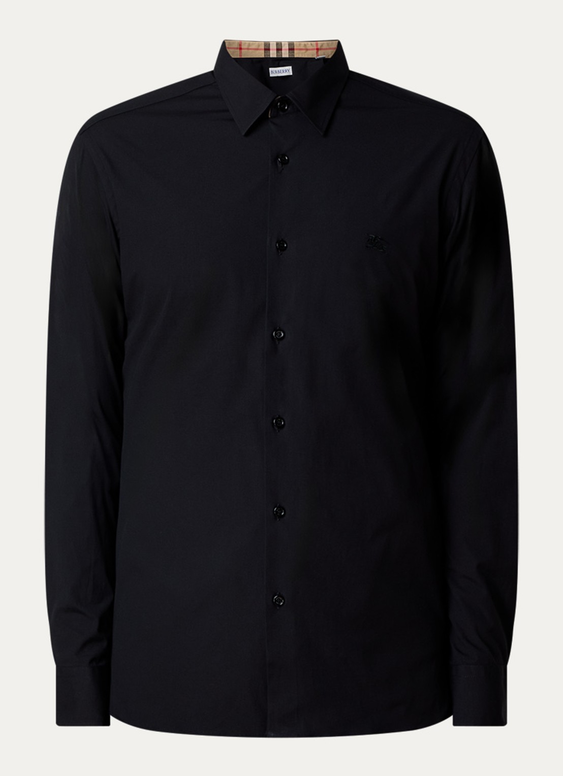 Burberry Sherfield slim fit overhemd met stretch  - voorkant 3 zwart
