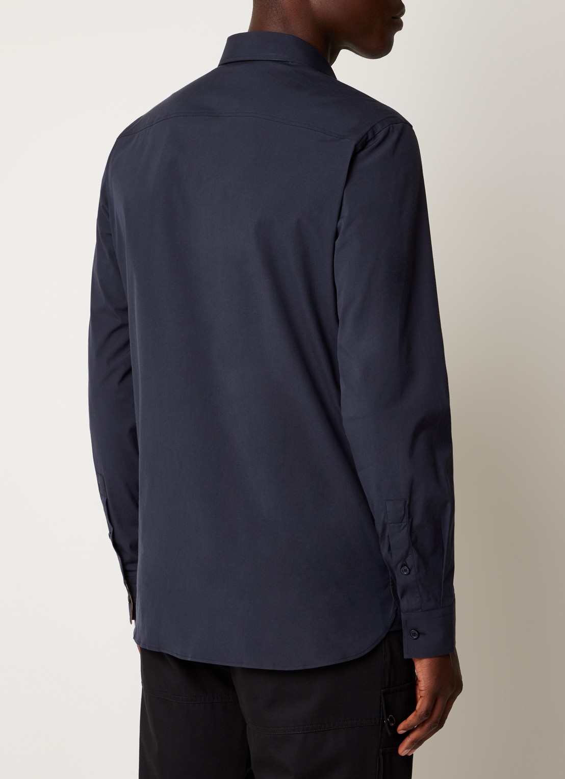 Burberry Sherfield slim fit overhemd met stretch  - achterkant donkerblauw
