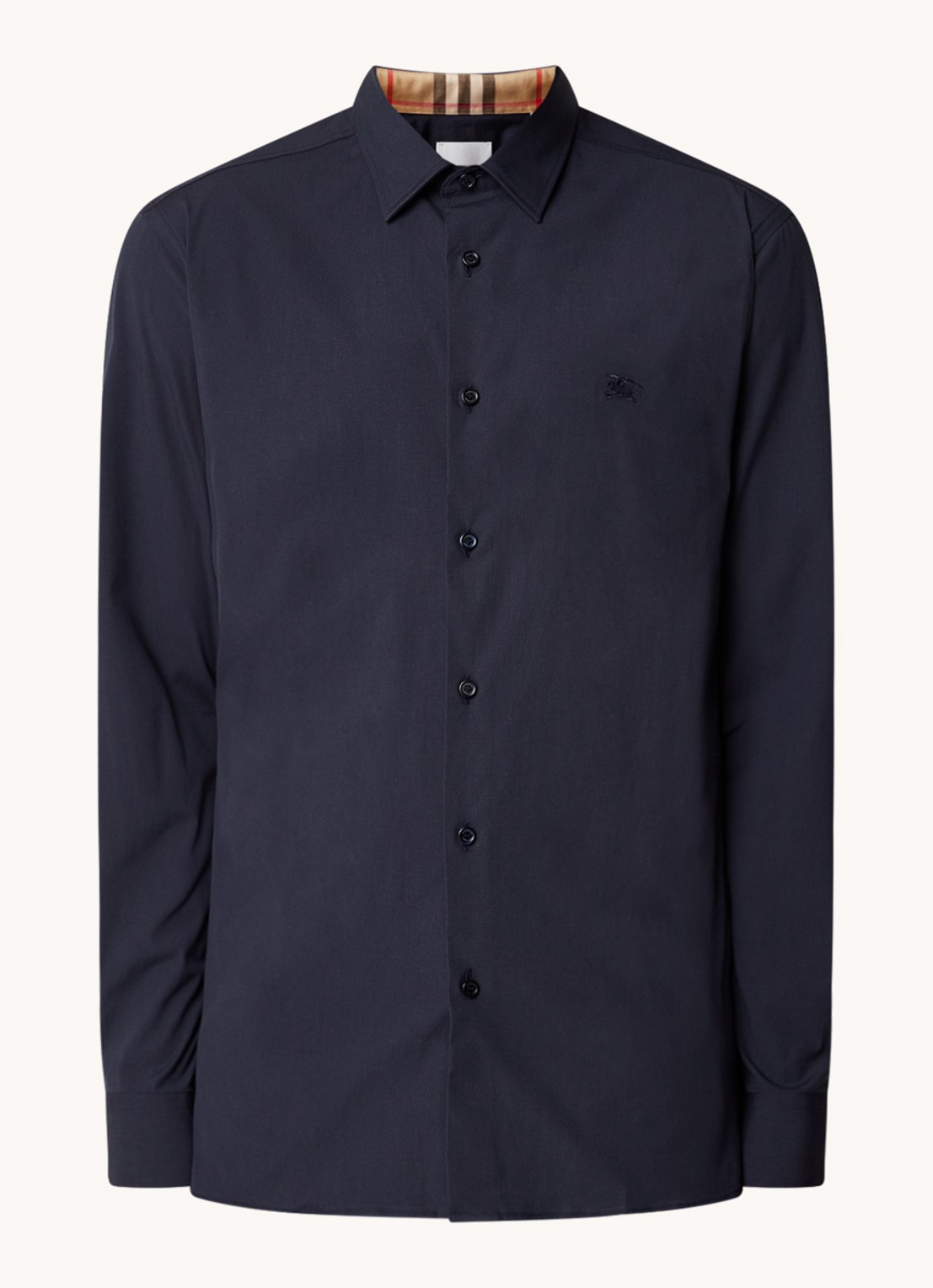 Burberry Sherfield slim fit overhemd met stretch  - voorkant 4 donkerblauw