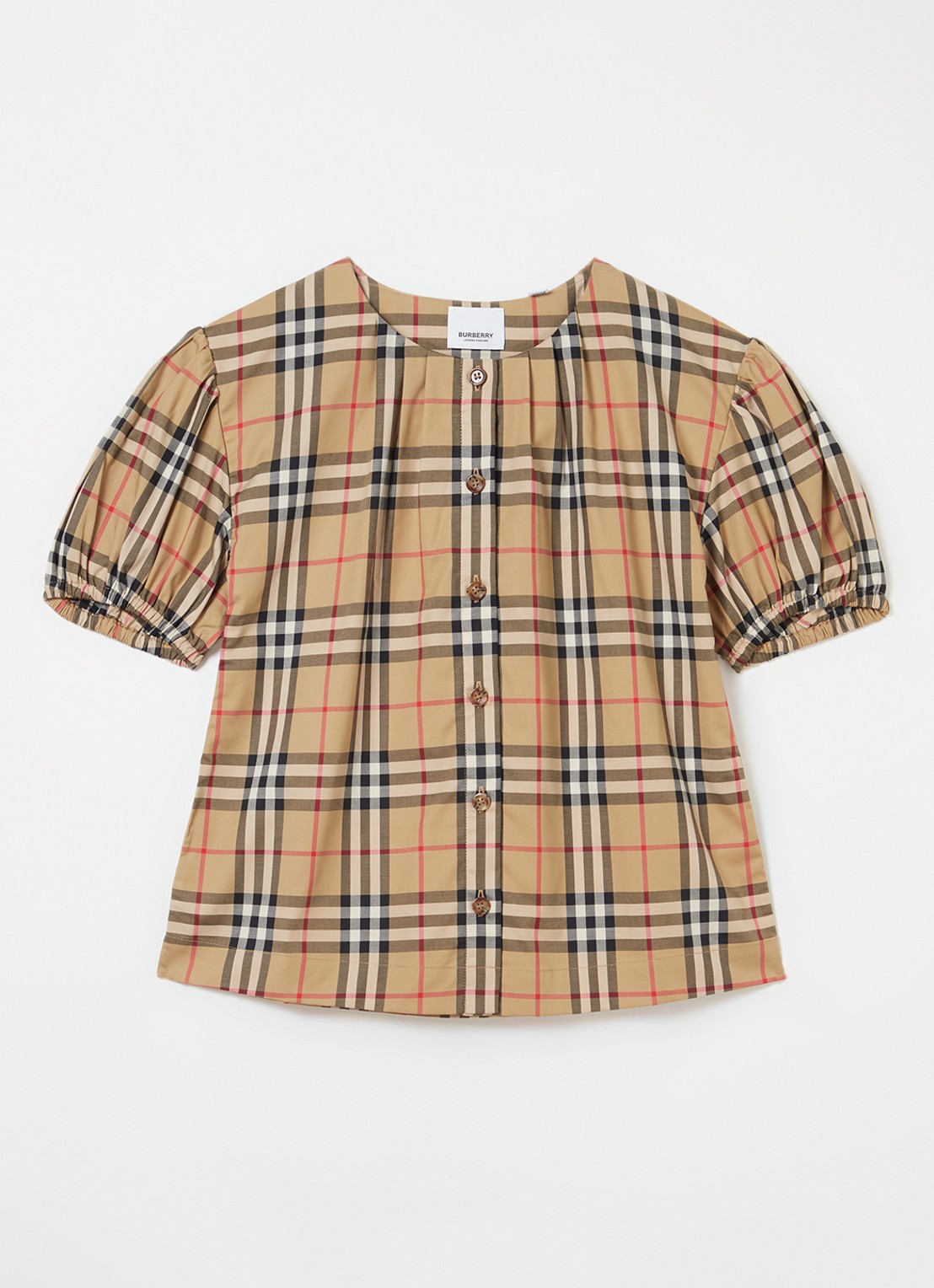 Burberry Sheryl blouse met ruitdessin - voorkant 2 beige