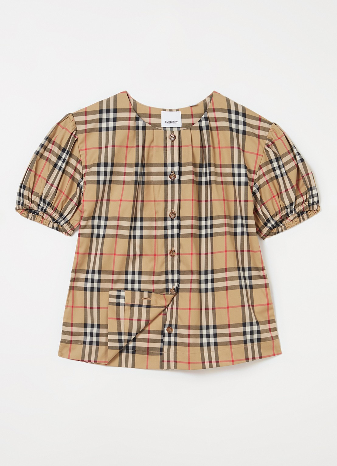 Burberry Sheryl blouse met ruitdessin - voorkant 3 beige