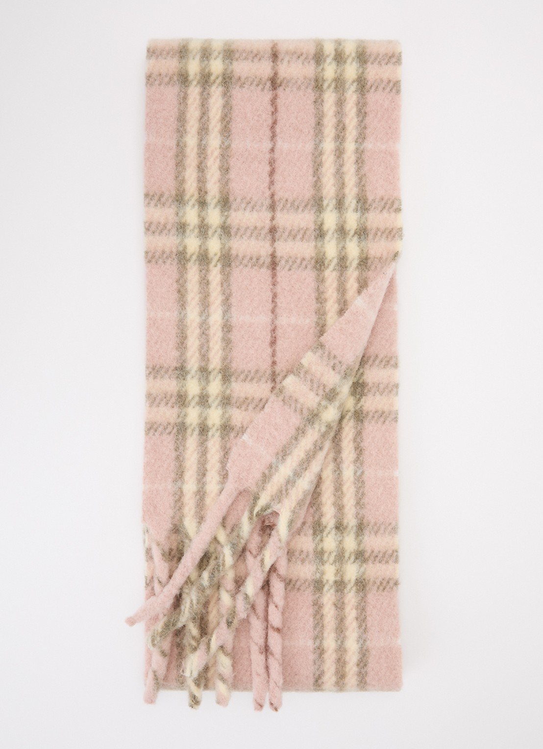 Burberry Sjaal in alpaca wolblend met ruitdessin 200 x 20 cm - voorkant 2 lichtroze
