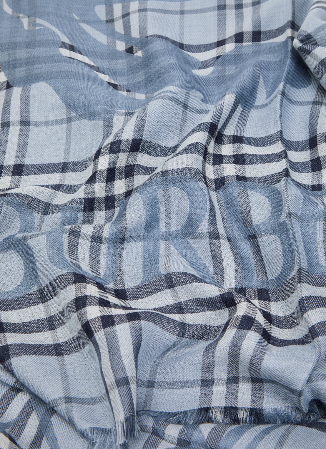 Burberry Sjaal in zijdeblend met ruitdessin 200 x 70 cm - detail staalblauw