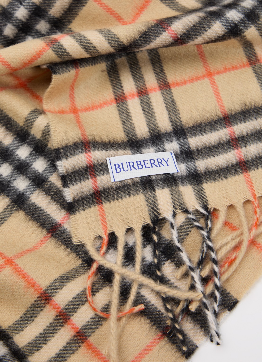 Burberry Sjaal van kasjmier met ruitdessin 125 x 25 cm - detail zand