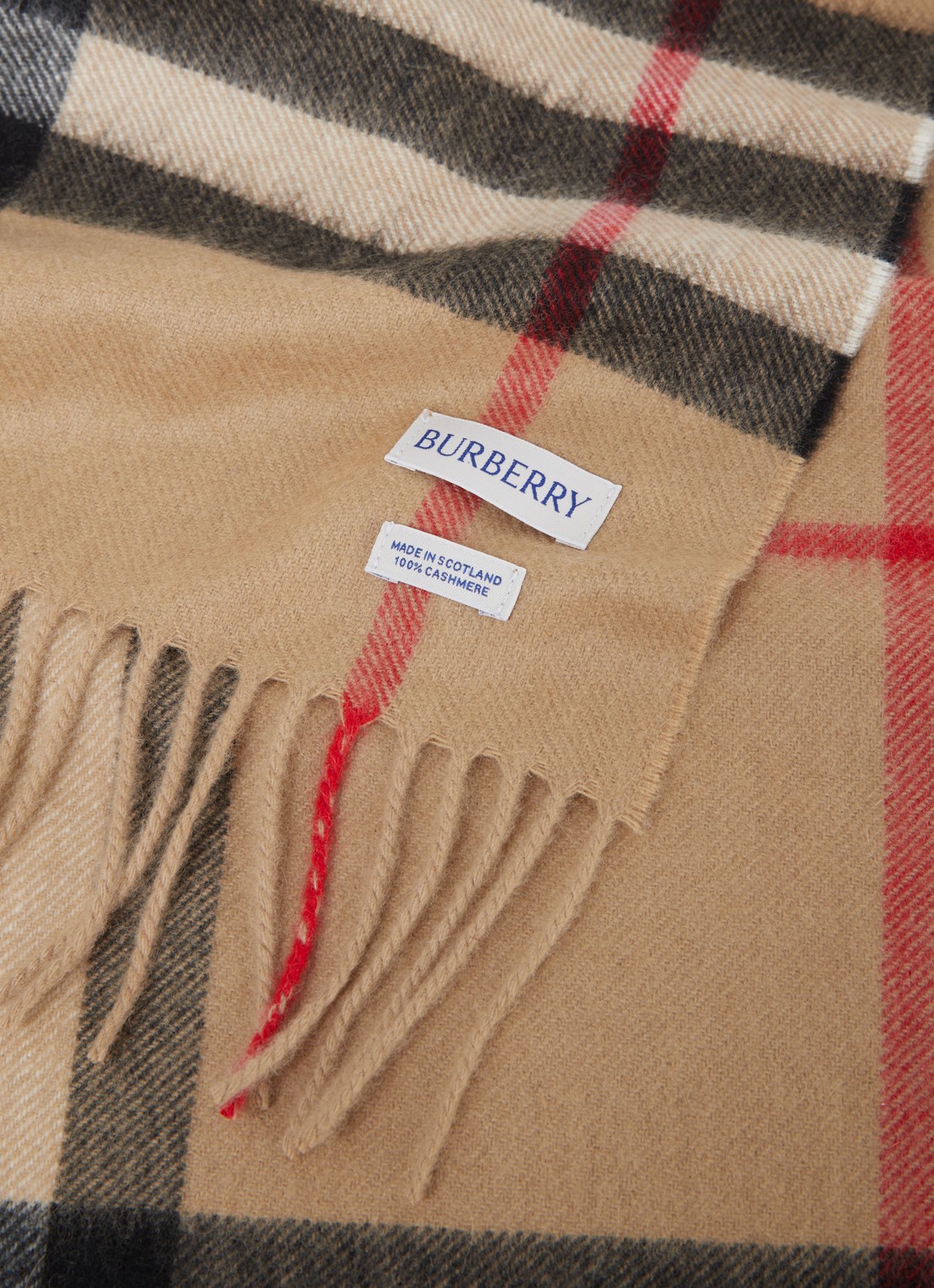 Burberry Sjaal van kasjmier met ruitdessin 170 x 30 cm  - detail beige
