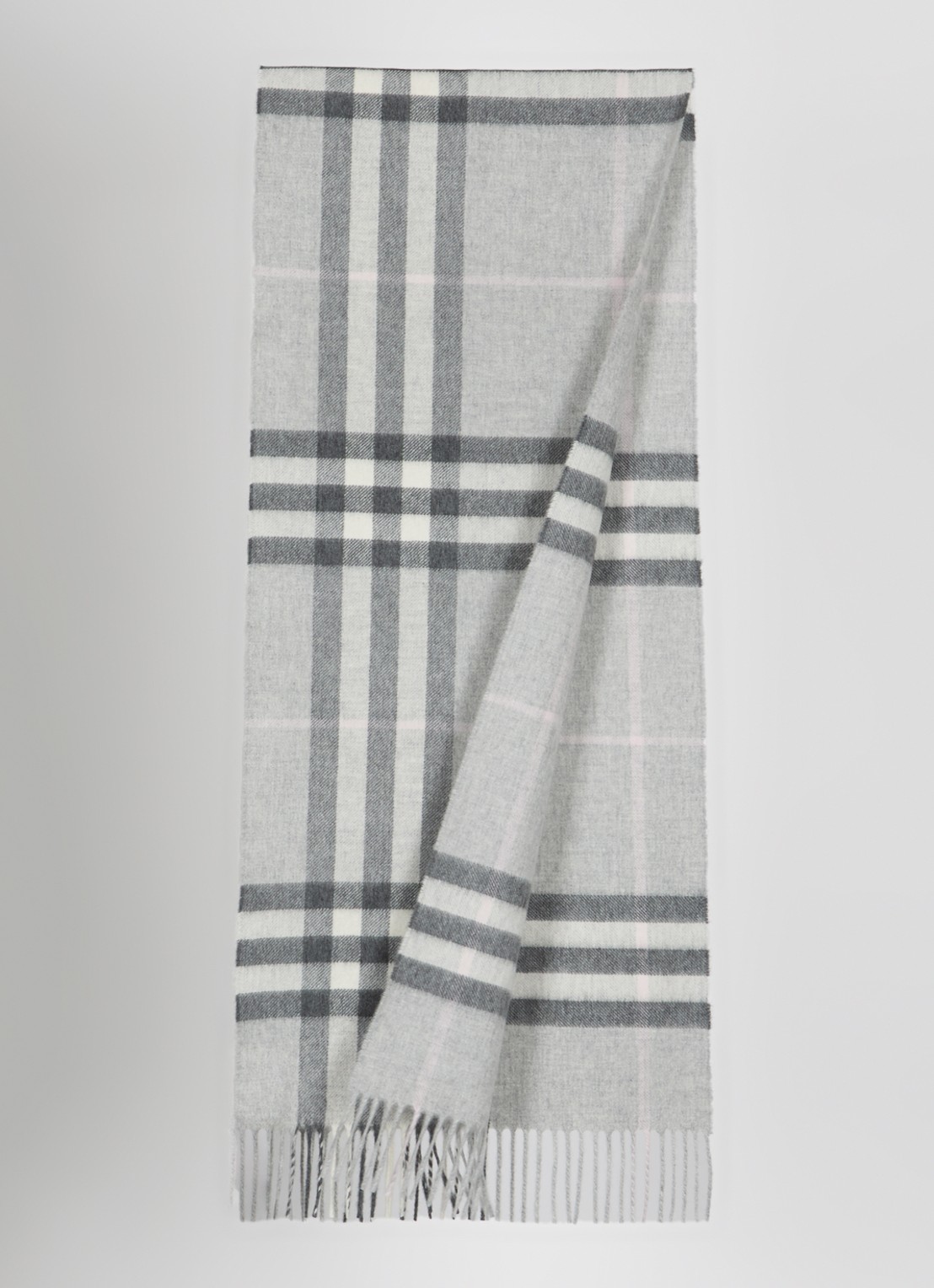 Burberry Sjaal van kasjmier met ruitdessin 170 x 30 cm  - detail 2 grijs
