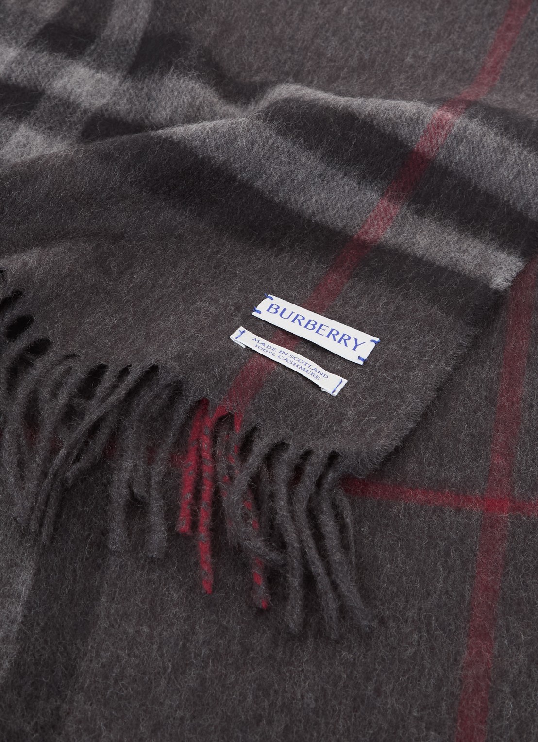 Burberry Sjaal van kasjmier met ruitdessin 170 x 30 cm  - detail 2 donkergrijs