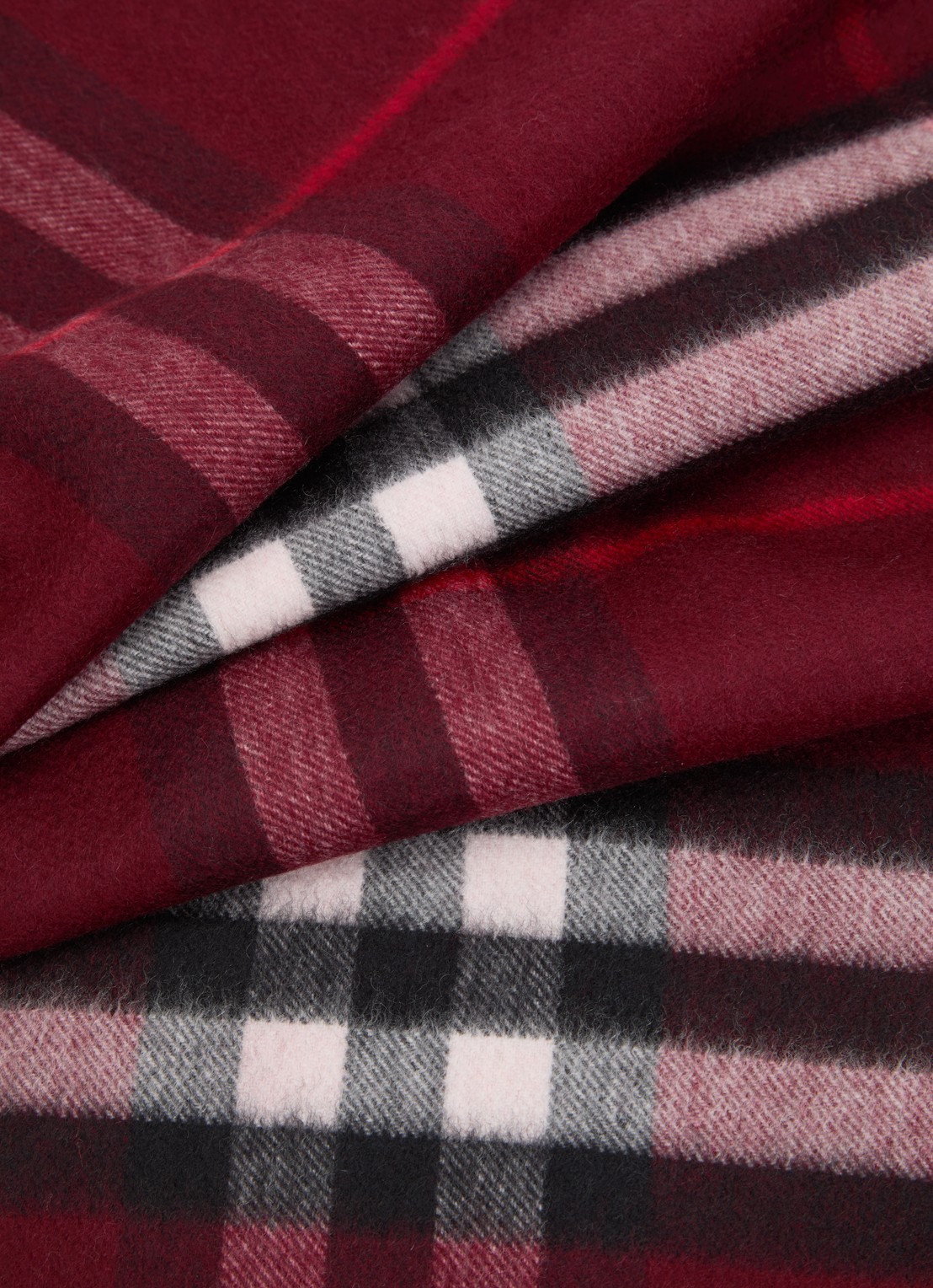 Burberry Sjaal van kasjmier met ruitdessin 170 x 30 cm  - detail 2 donkerrood
