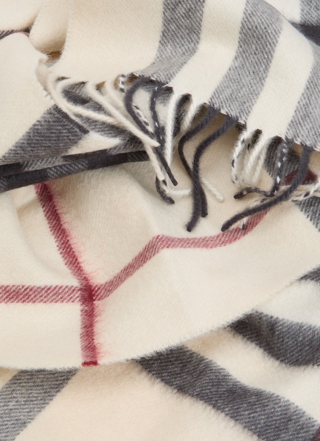 Burberry Sjaal van kasjmier met ruitdessin 170 x 30 cm  - detail creme