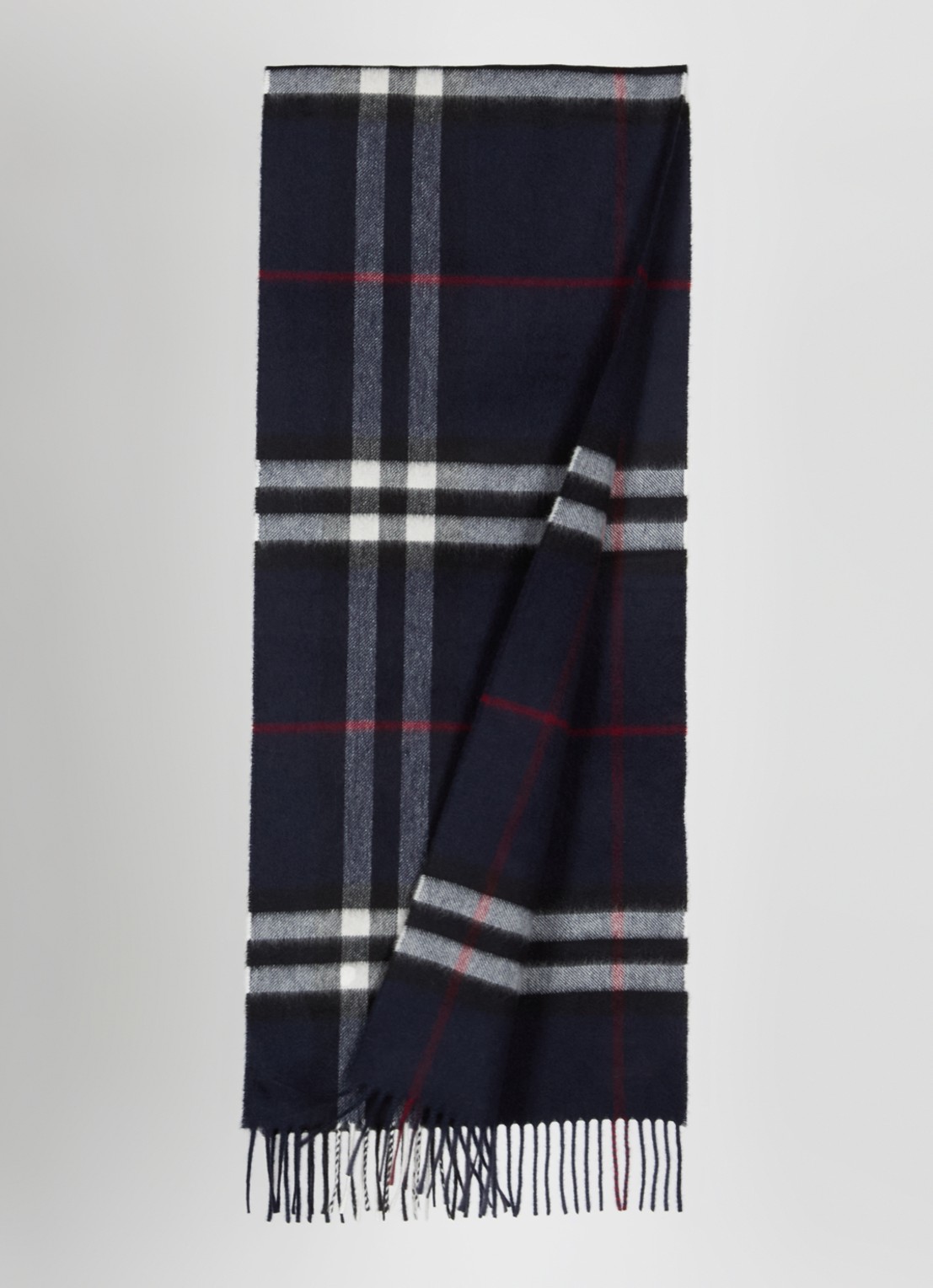 Burberry Sjaal van kasjmier met ruitdessin 170 x 30 cm  - detail 2 donkerblauw