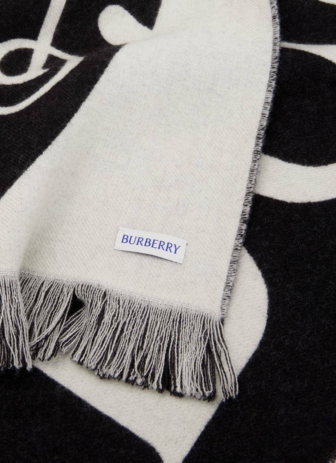 Burberry Sjaal van wol met logoprint 170 x 30 cm  - detail 3 zwart