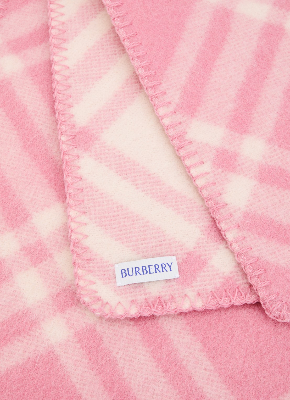 Burberry Sjaal van wol met ruitdessin 180 x 30 cm - detail 2 roze