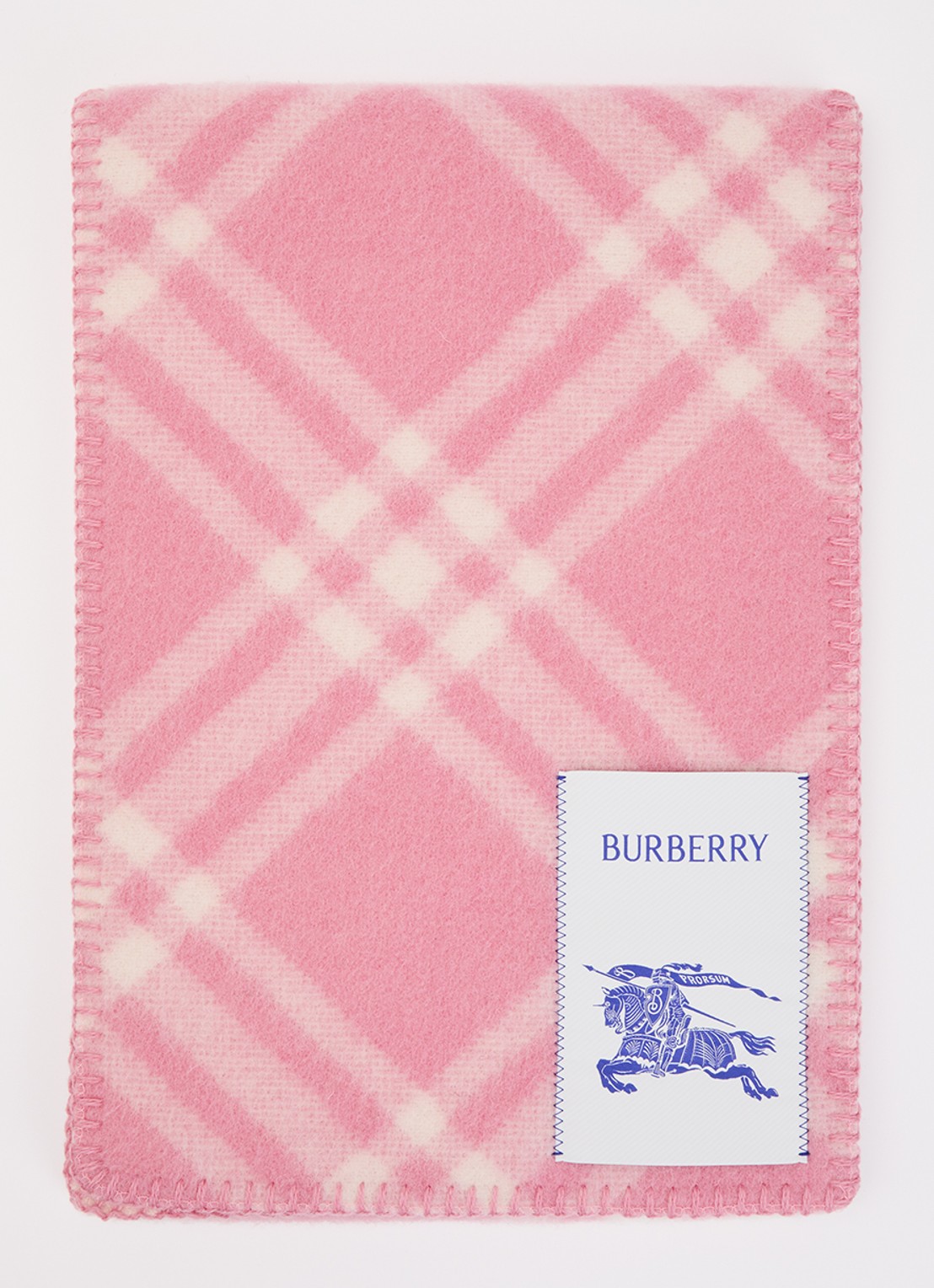 Burberry Sjaal van wol met ruitdessin 180 x 30 cm - voorkant roze