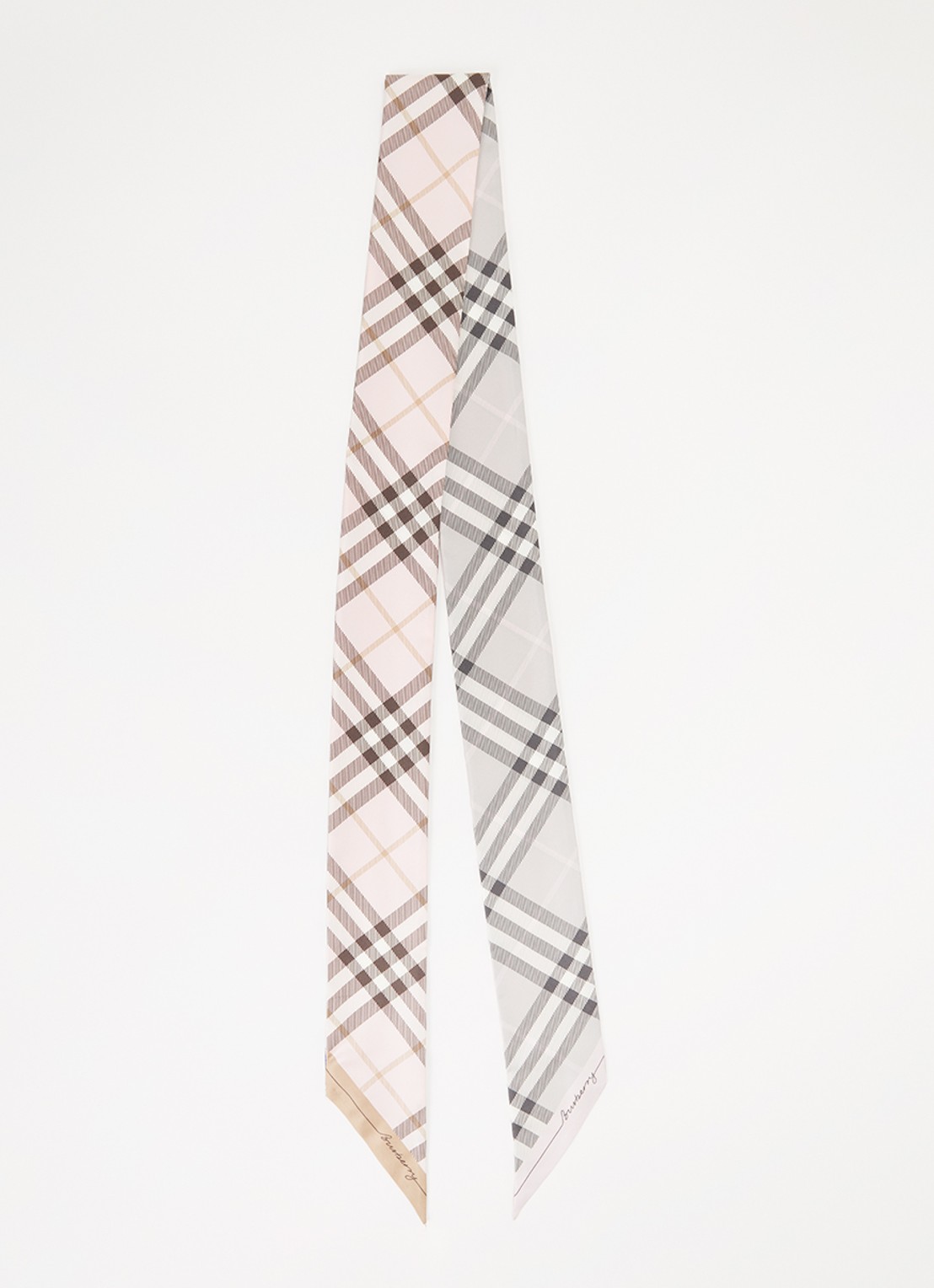 Burberry Sjaal van zijde 180 x 8 cm  - voorkant 2 lichtroze