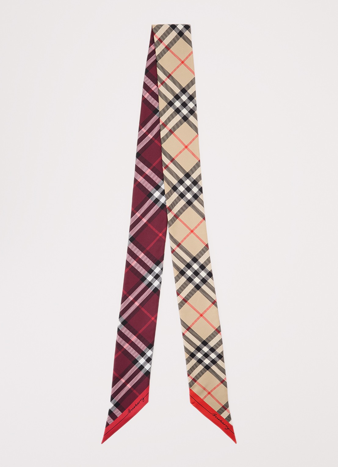 Burberry Sjaal van zijde 180 x 8 cm  - voorkant 2 rood