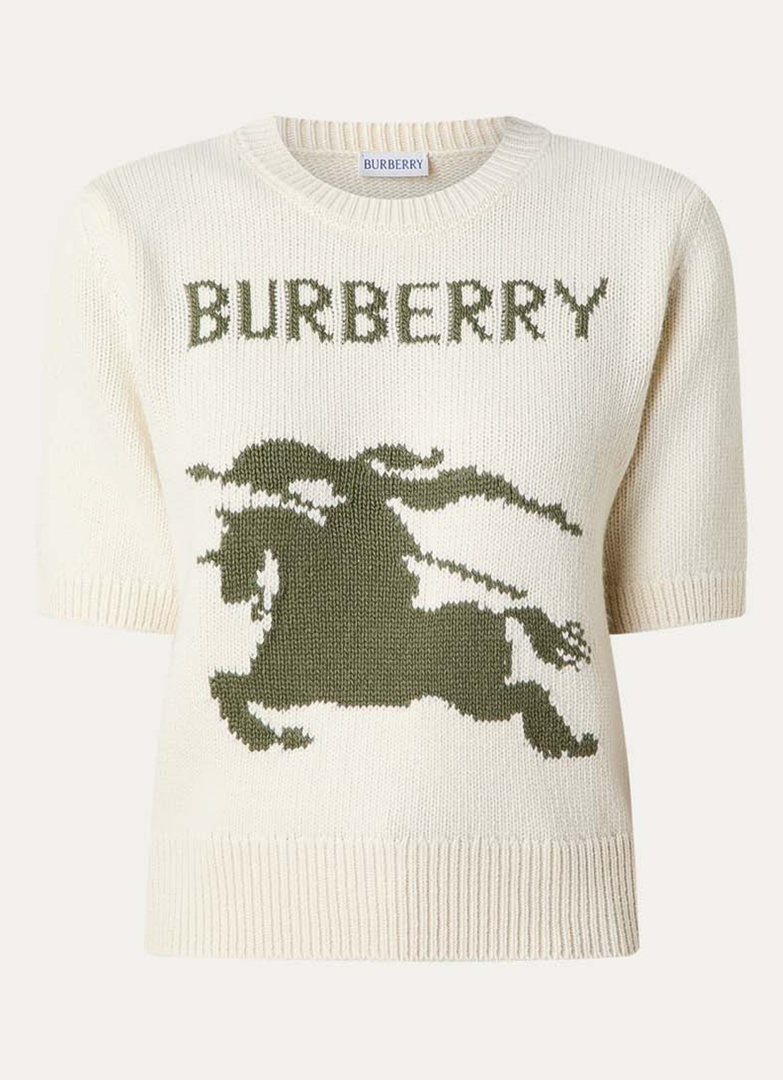 Burberry Skylar grofgebreide top in kasjmierblend met ingebreid logo - voorkant 3 creme
