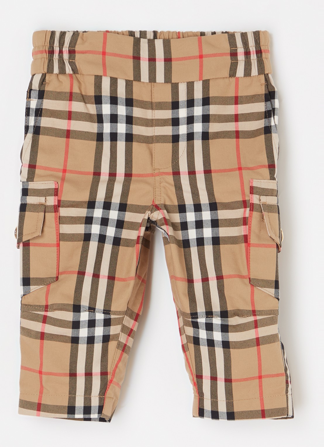 Burberry Slim fit pantalon met ruitdessin en klepzakken - voorkant beige