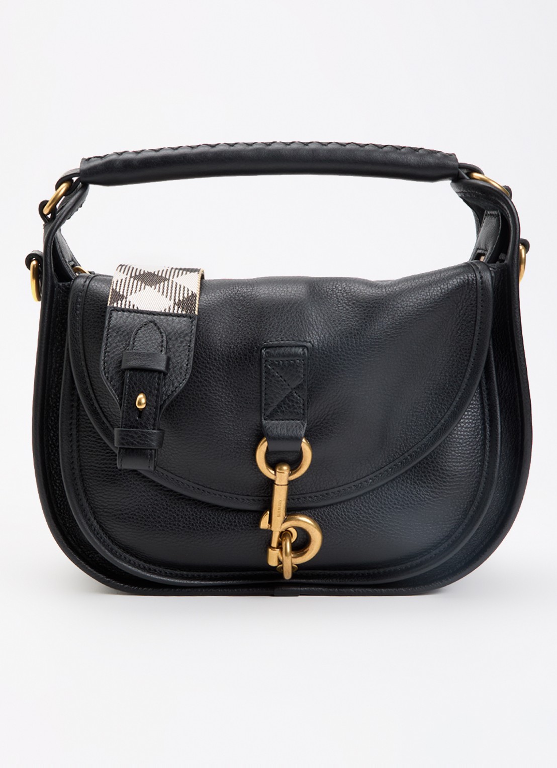 Burberry Small B Clip handtas van kalfsleer met afneembare schouderriem - voorkant 2 zwart