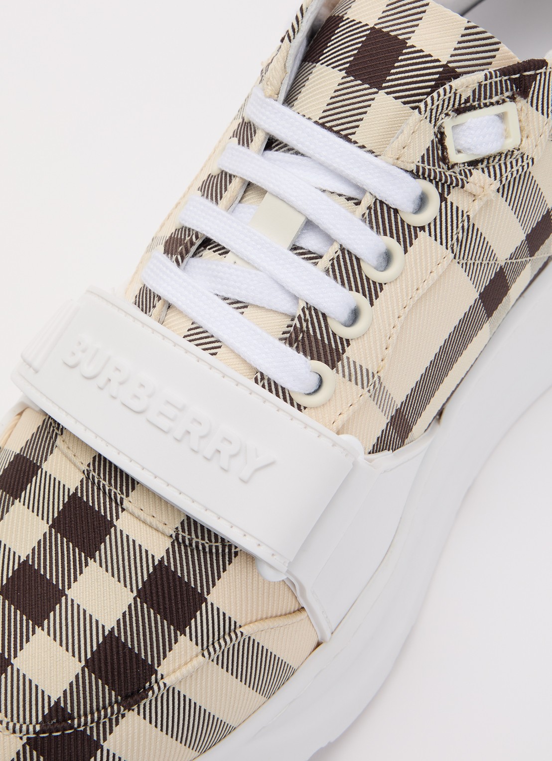 Burberry Sneaker met details van kalfsleer en ruitdessin - detail 7 beige
