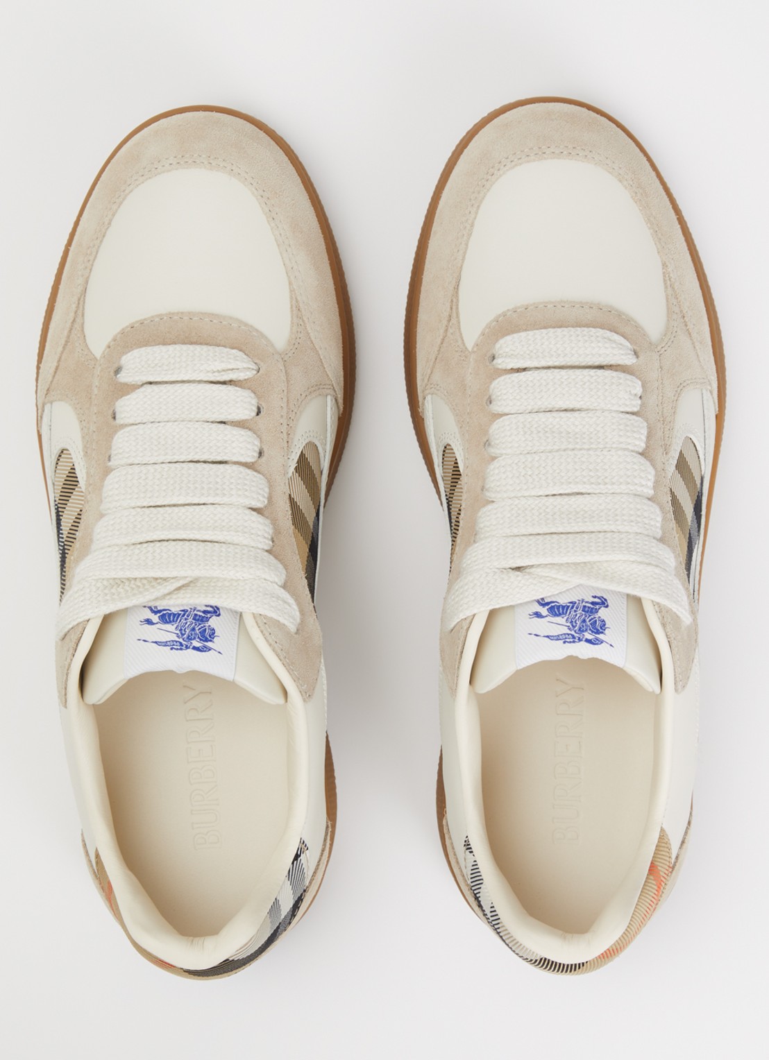 Burberry Sneaker van kalfsleer met kalfssuède details - detail 3 beige
