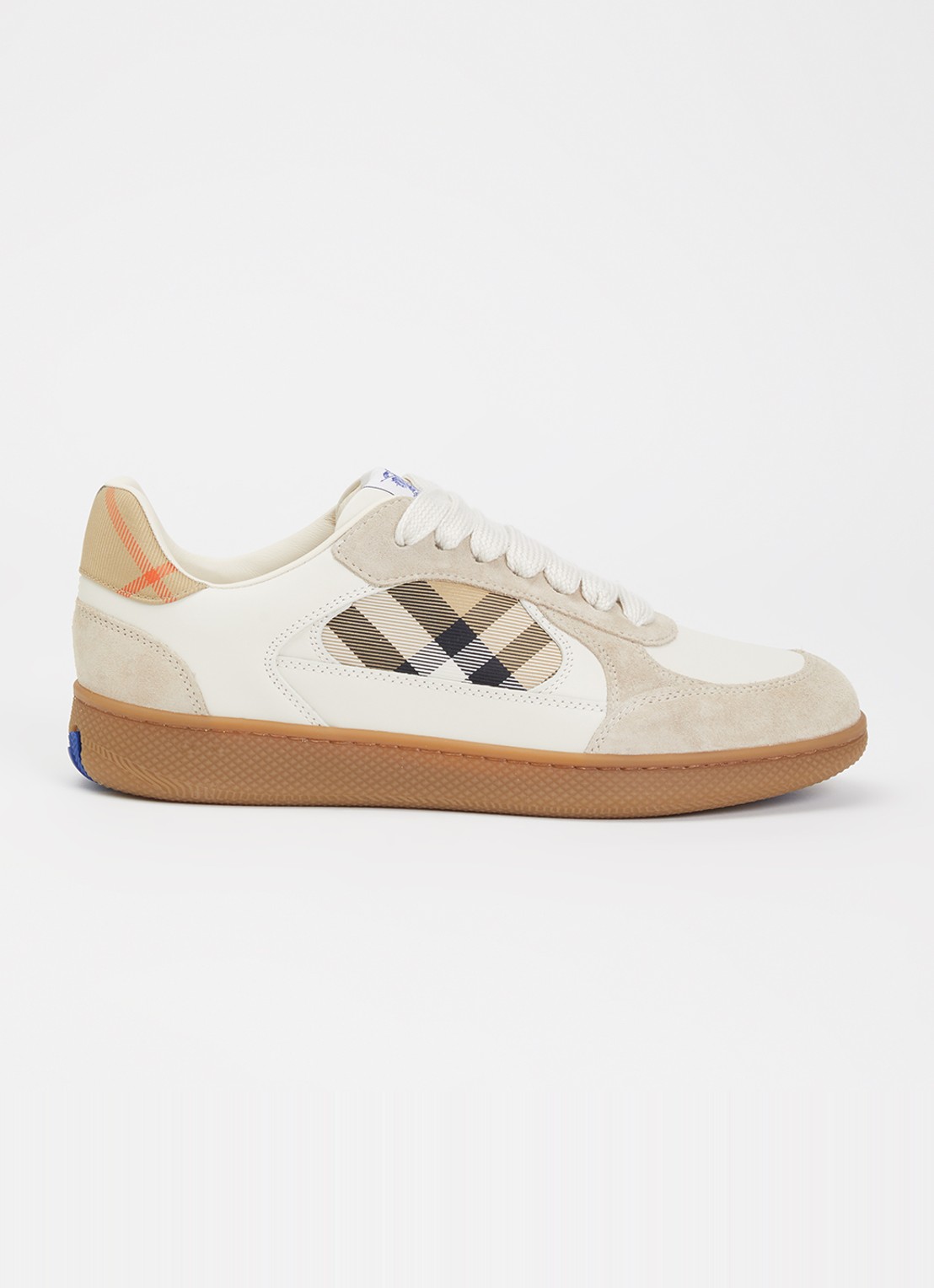 Burberry Sneaker van kalfsleer met kalfssuède details - voorkant 6 beige