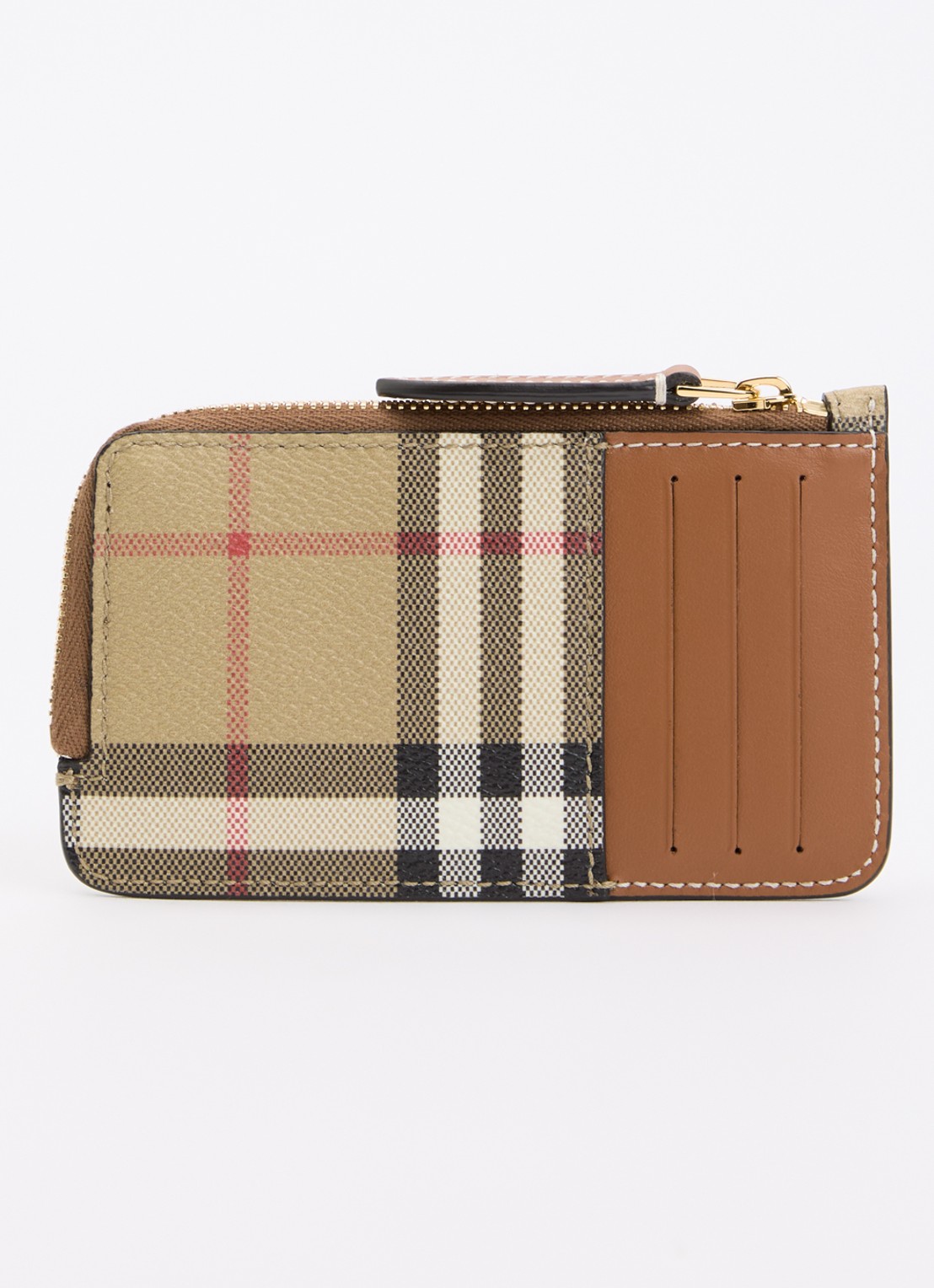 Burberry Somerset portemonnee met kalfsleren details en ruitdessin - achterkant zand