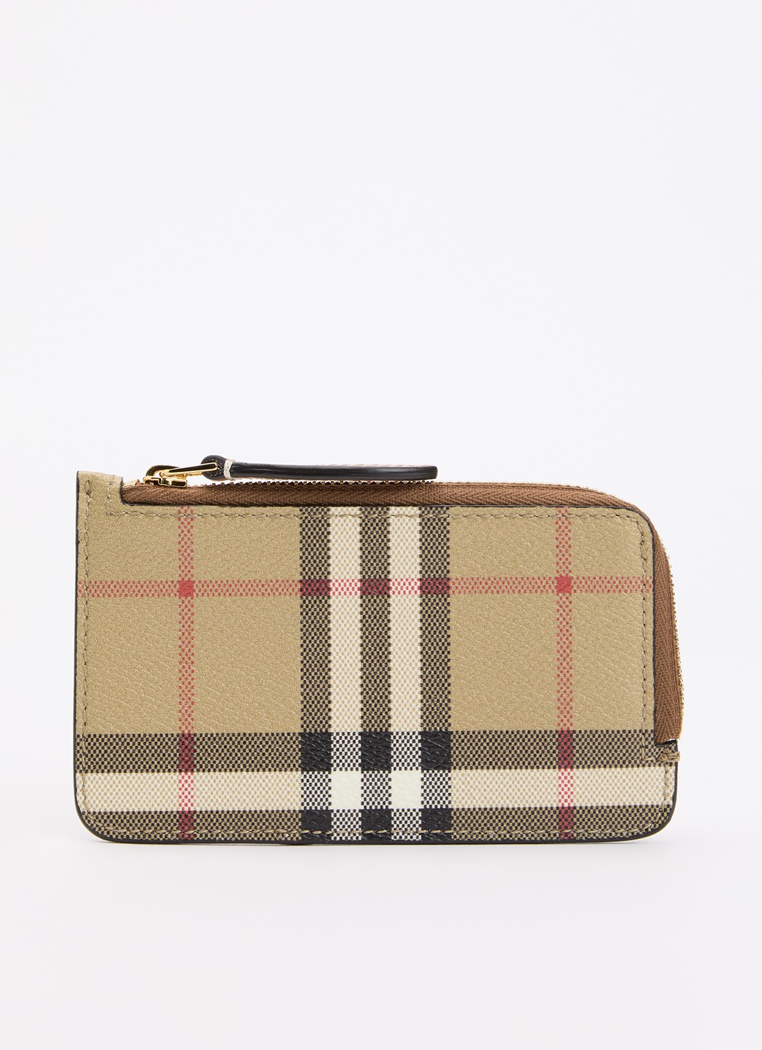Burberry Somerset portemonnee met kalfsleren details en ruitdessin - voorkant 2 zand