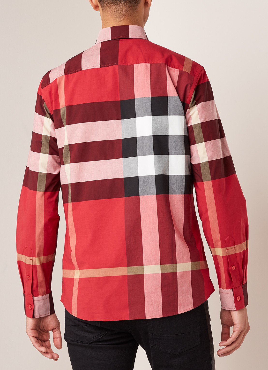 Burberry Somerton regular fit overhemd met ruitdessin - achterkant rood