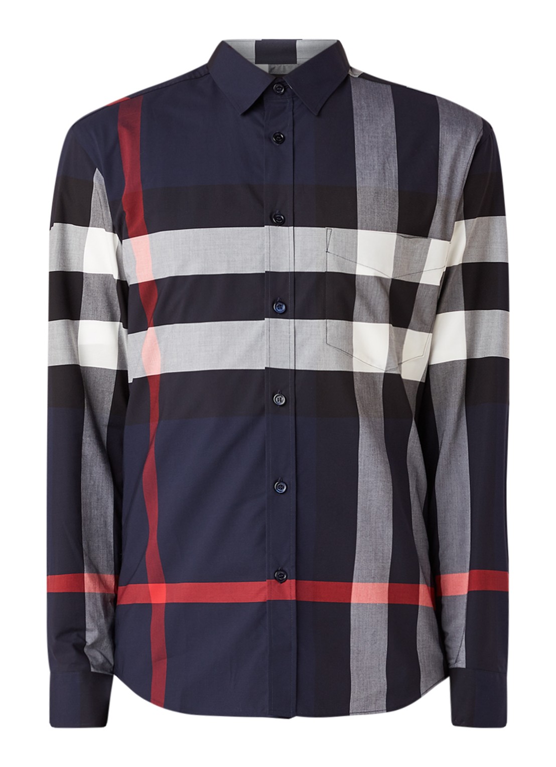 Burberry Somerton slim fit overhemd met ruitdessin - voorkant 2 donkerblauw