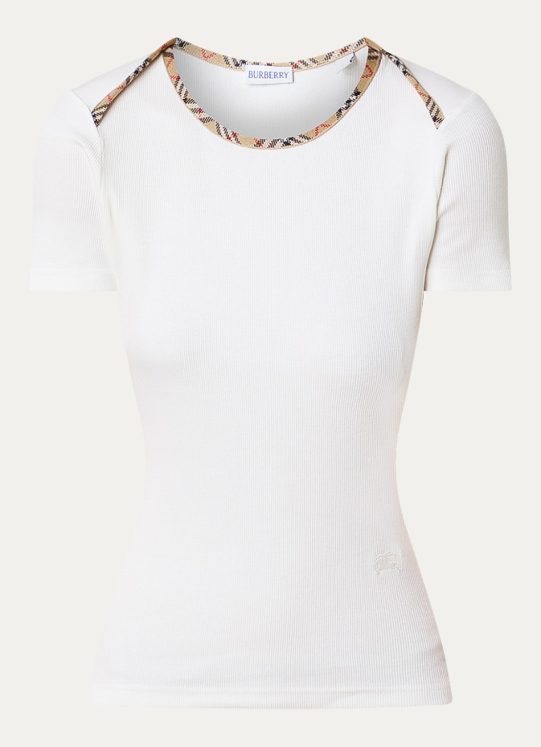 Burberry Stephanie T-shirt met ruitdessin - voorkant 4 gebroken wit
