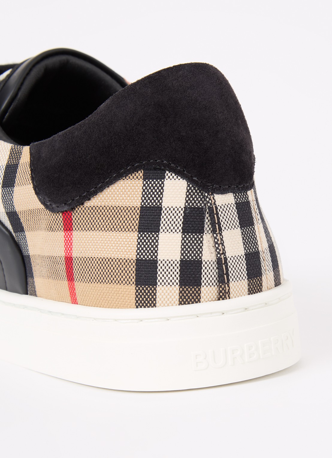 Burberry Stevie sneaker van kalfsleer met kalfssuède details  - detail 5 zwart