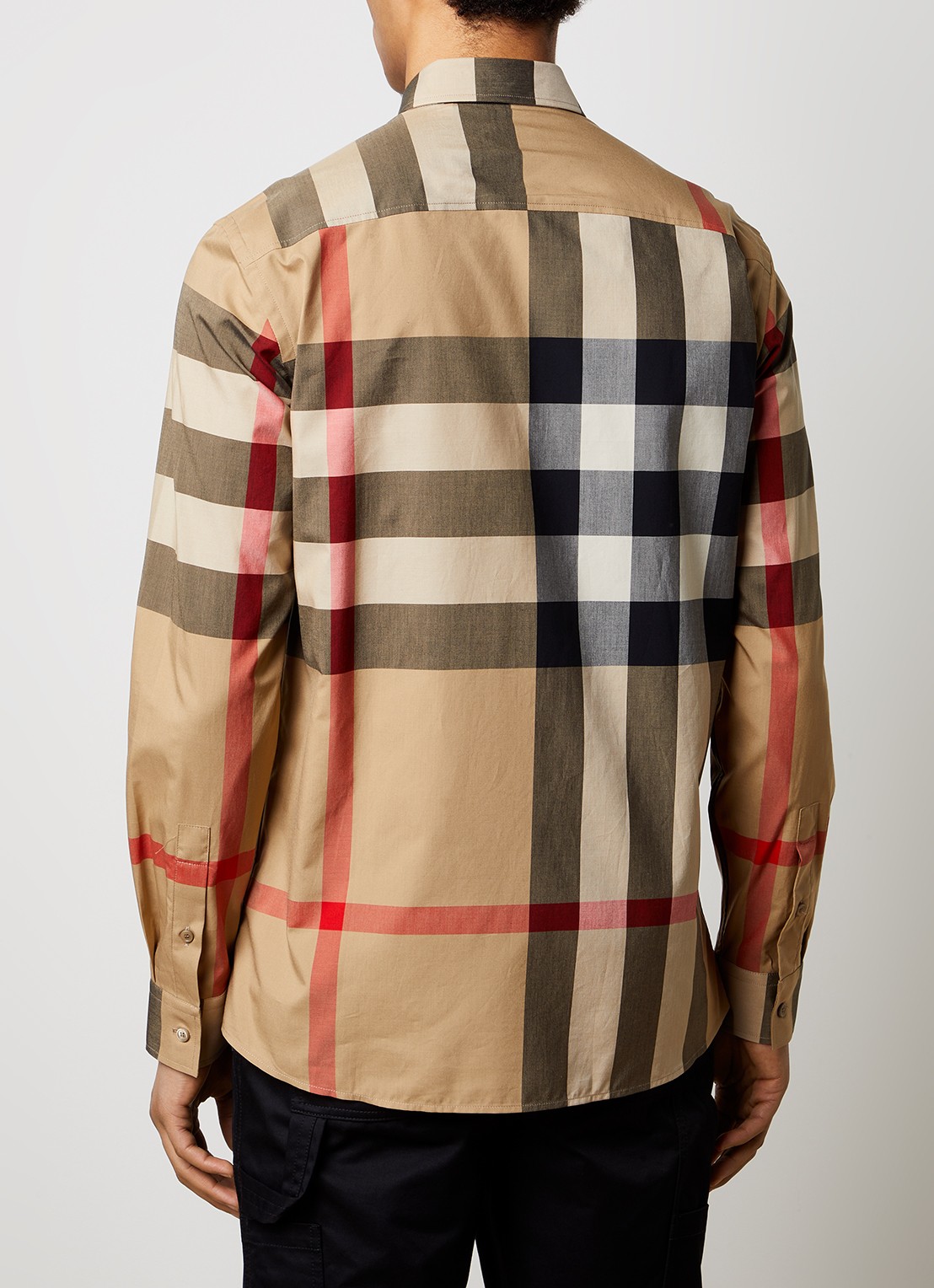 Burberry Summerton slim fit overhemd met ruitdessin  - achterkant beige