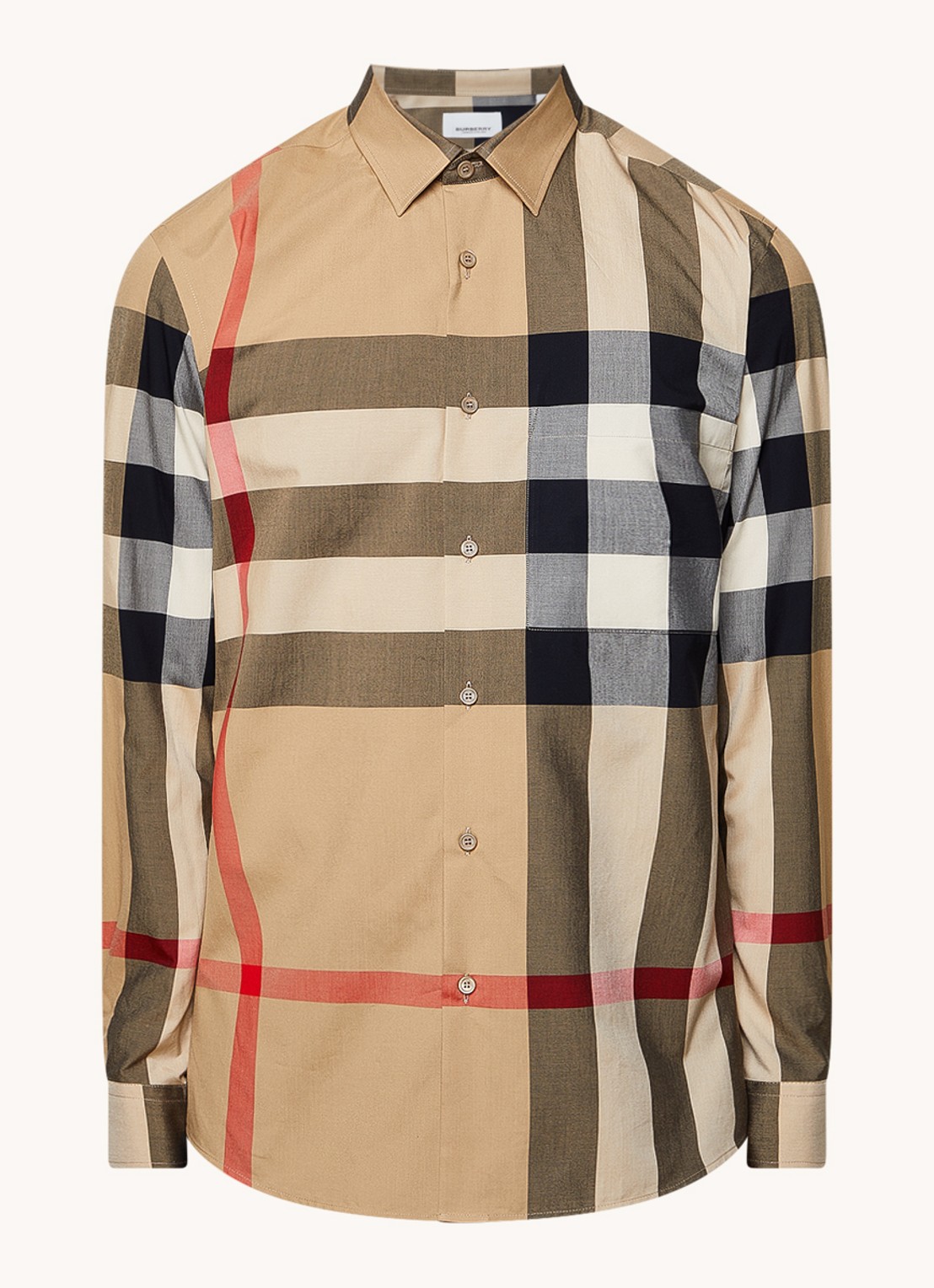 Burberry Summerton slim fit overhemd met ruitdessin  - voorkant 4 beige