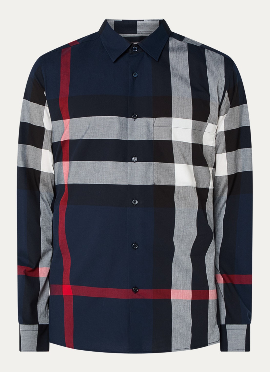 Burberry Summerton slim fit overhemd met ruitdessin  - voorkant 2 donkerblauw