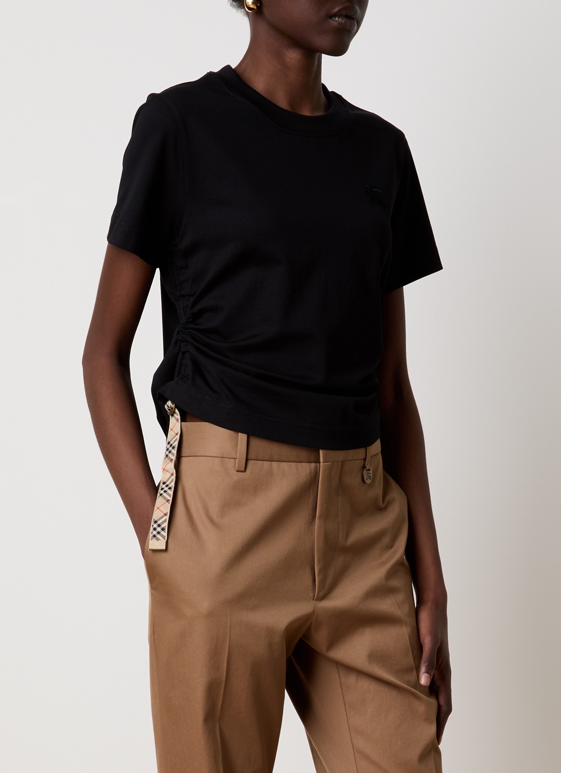 Burberry T-shirt met logoborduring - detail 4 zwart