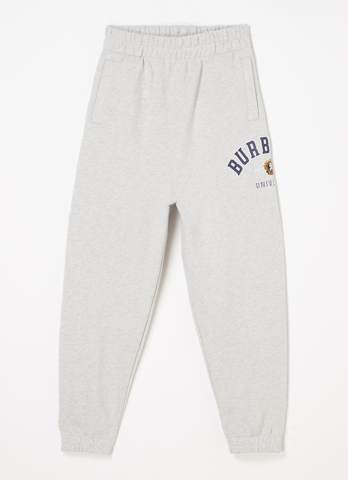 Burberry Tapered fit joggingbroek met logoprint en steekzakken  - voorkant grijsmele