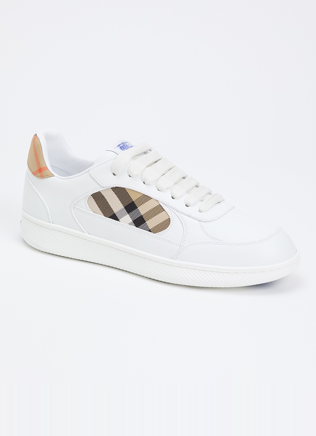 Burberry Terrace sneaker van kalfsleer met ruitdessin - voorkant 5 wit